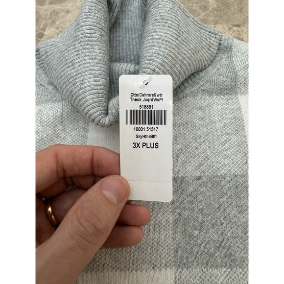 L.L. Bean Cotton Cashmere Sweater Turtleneck Jacquard Buffalo Classic Cozy 3XL - Picture 4 of 12